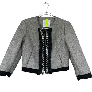 De Hart Womens Dina Jacket Size 6/ 42 Wool Blend Chain Detail Made in Italy Crop